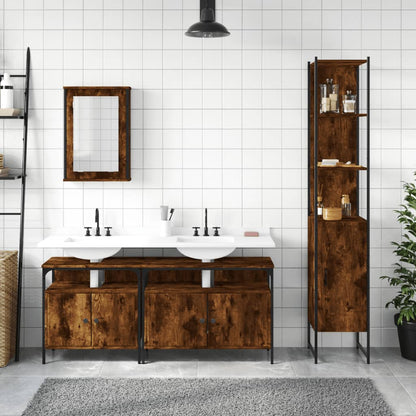 vidaXL 4 Piece Bathroom Furniture Set Smoked Oak Engineered Wood 3