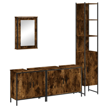 vidaXL 4 Piece Bathroom Furniture Set Smoked Oak Engineered Wood 2