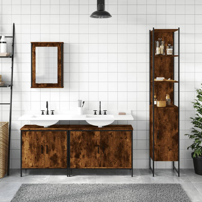 vidaXL 4 Piece Bathroom Furniture Set Smoked Oak Engineered Wood 3