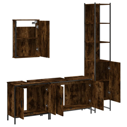 vidaXL 4 Piece Bathroom Furniture Set Smoked Oak Engineered Wood 5