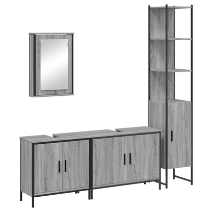 vidaXL 4 Piece Bathroom Furniture Set Grey Sonoma Engineered Wood 2