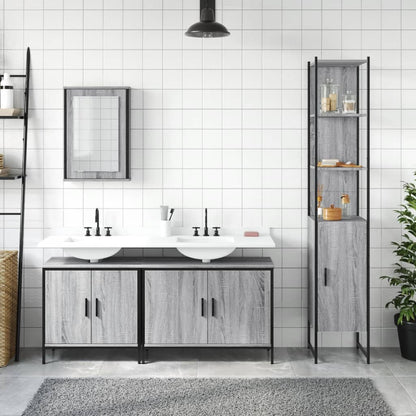 vidaXL 4 Piece Bathroom Furniture Set Grey Sonoma Engineered Wood 3