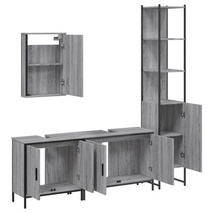vidaXL 4 Piece Bathroom Furniture Set Grey Sonoma Engineered Wood 5