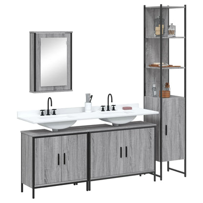 vidaXL 4 Piece Bathroom Furniture Set Grey Sonoma Engineered Wood 1
