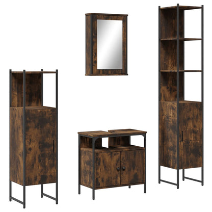 vidaXL 4 Piece Bathroom Furniture Set Smoked Oak Engineered Wood 2