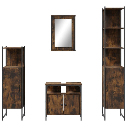vidaXL 4 Piece Bathroom Furniture Set Smoked Oak Engineered Wood 5