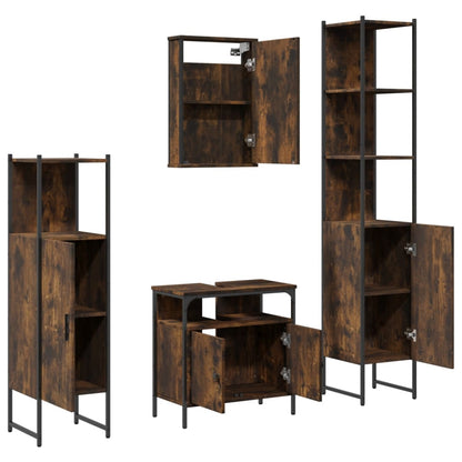 vidaXL 4 Piece Bathroom Furniture Set Smoked Oak Engineered Wood 6
