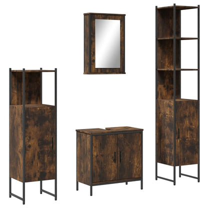 vidaXL 4 Piece Bathroom Furniture Set Smoked Oak Engineered Wood 2