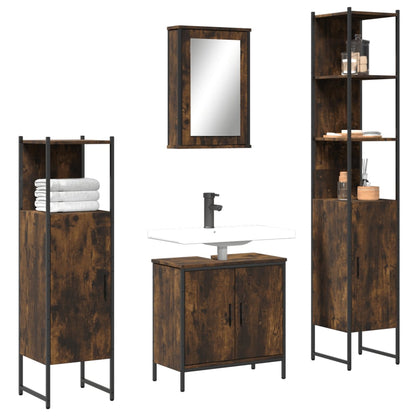vidaXL 4 Piece Bathroom Furniture Set Smoked Oak Engineered Wood 1