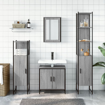 vidaXL 4 Piece Bathroom Furniture Set Grey Sonoma Engineered Wood 3