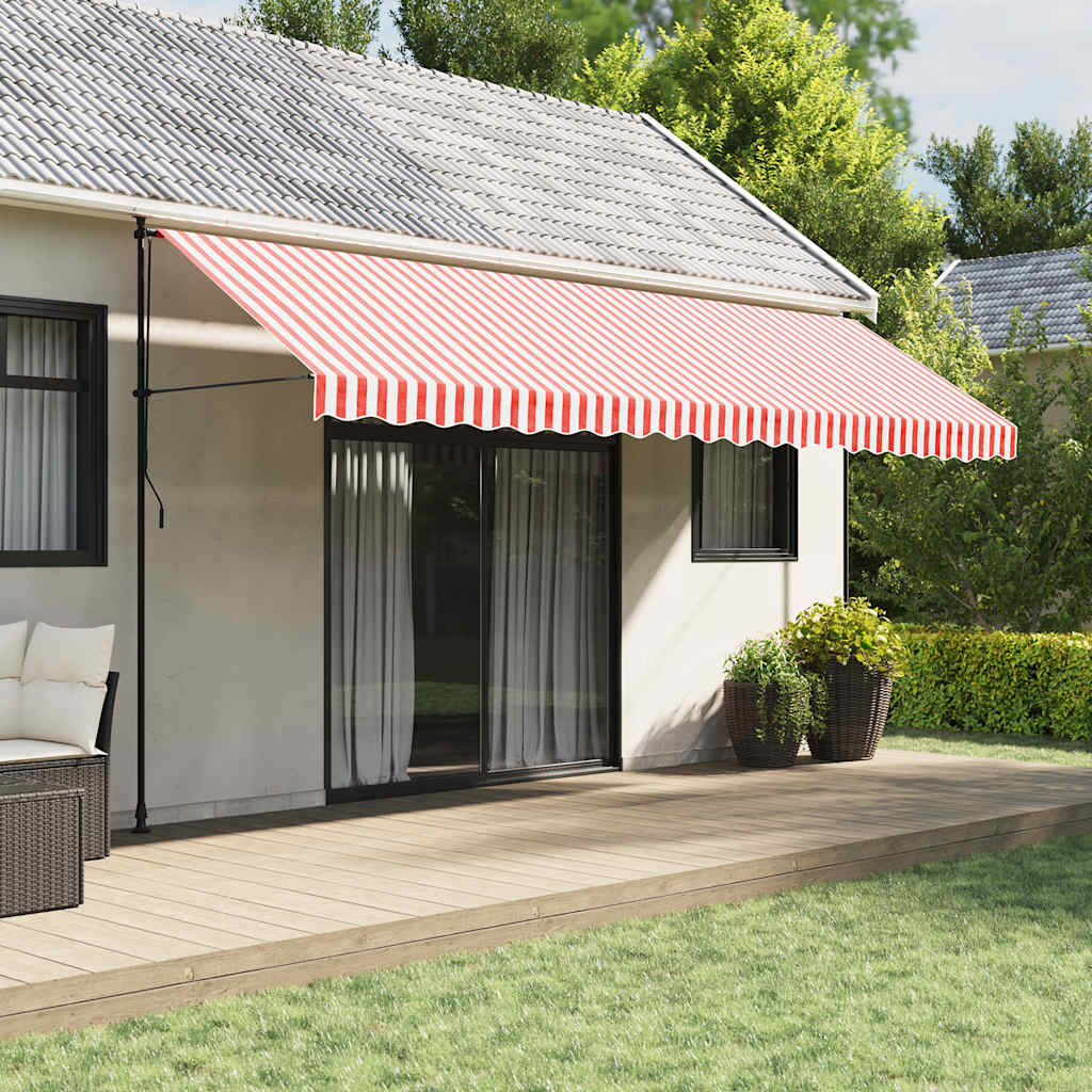 Awning Replacement Fabric 500x350 cm Polyester Drop 3.5 m Width 5 m Red and white