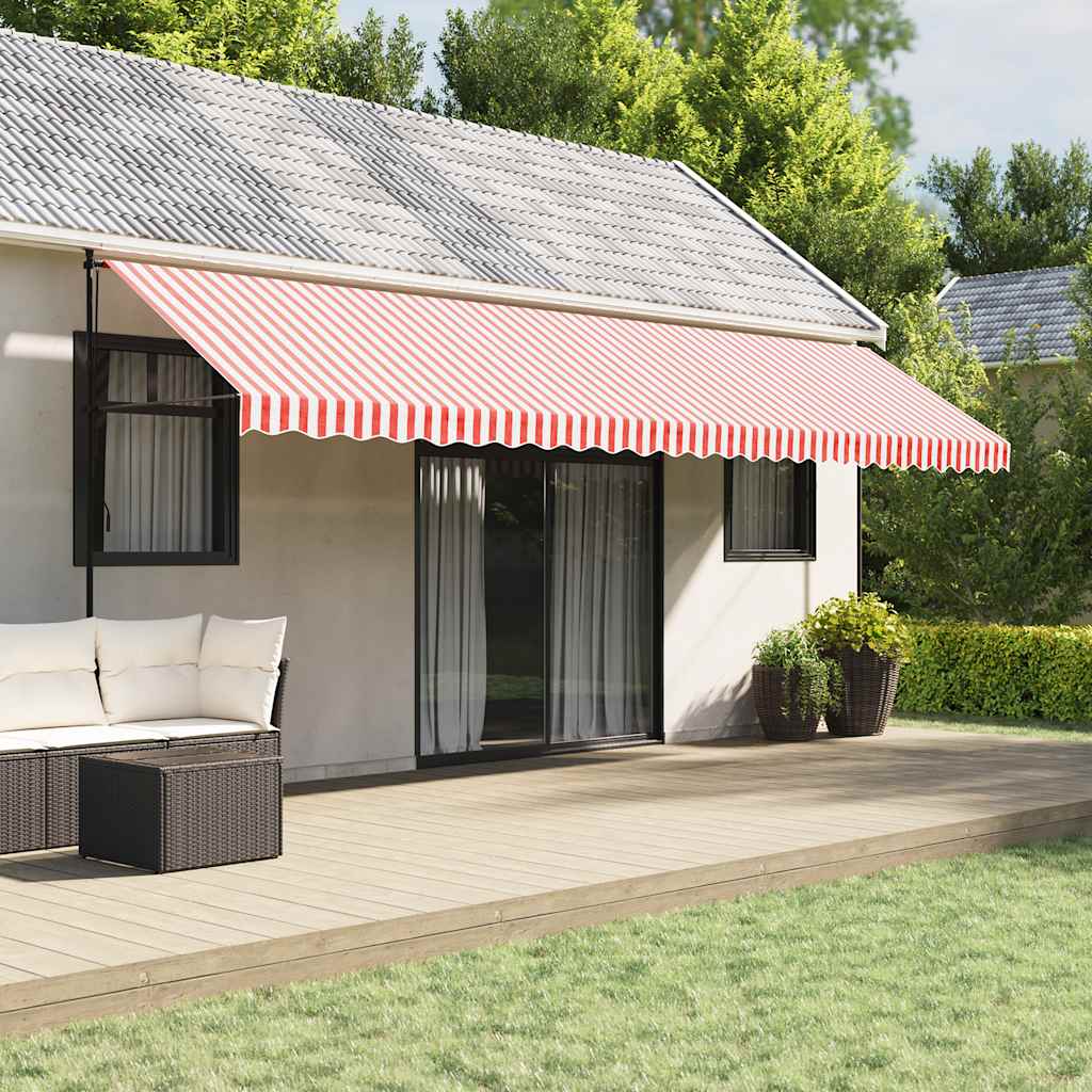 Awning Replacement Fabric 600x300 cm Polyester Drop 3 m Width 6 m Red and white