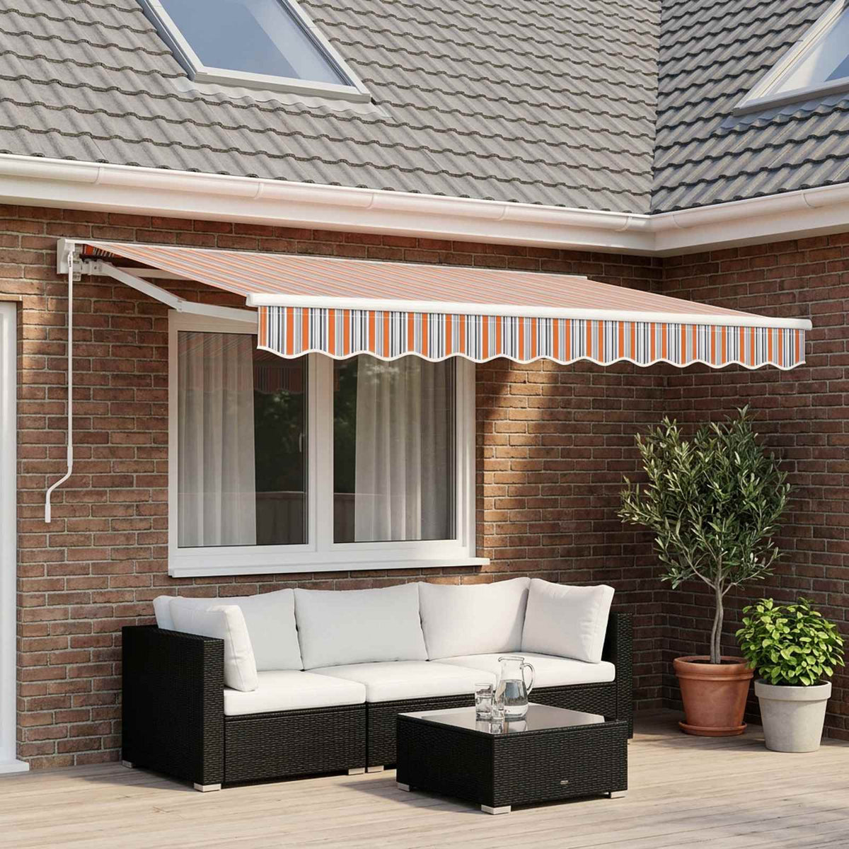 Awning Canopy Replacement for 3.5x2.5 m Polyester Orange and grey