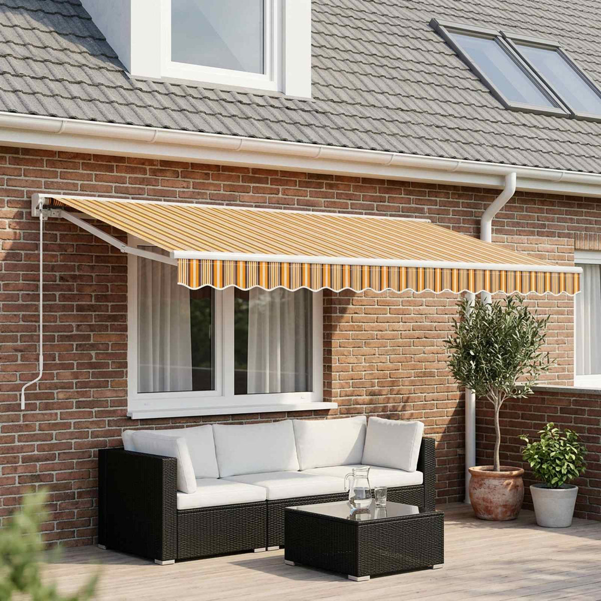 Awning Replacement Fabric Polyester Drop Width Orange black