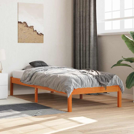 Bed Frame without Mattress Solid Wood Pine Length 200 cm Wax Brown 90 cm