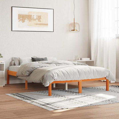 Bed Frame without Mattress Solid Wood Pine Length 200 cm Wax Brown 120 cm