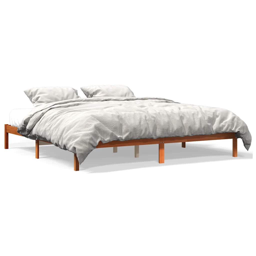 Bed Frame without Mattress Solid Wood Pine Length 200 cm Wax Brown 200 cm