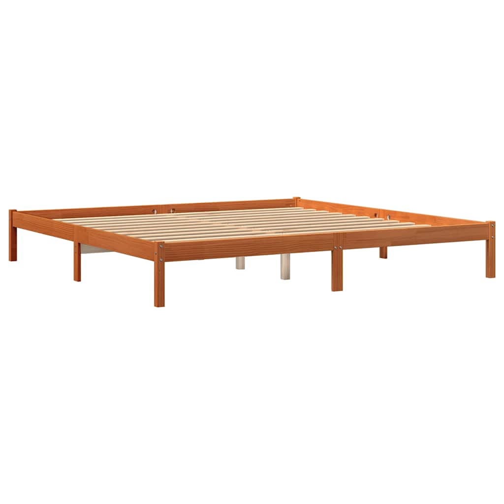 Bed Frame without Mattress Solid Wood Pine Length 200 cm Wax Brown 200 cm