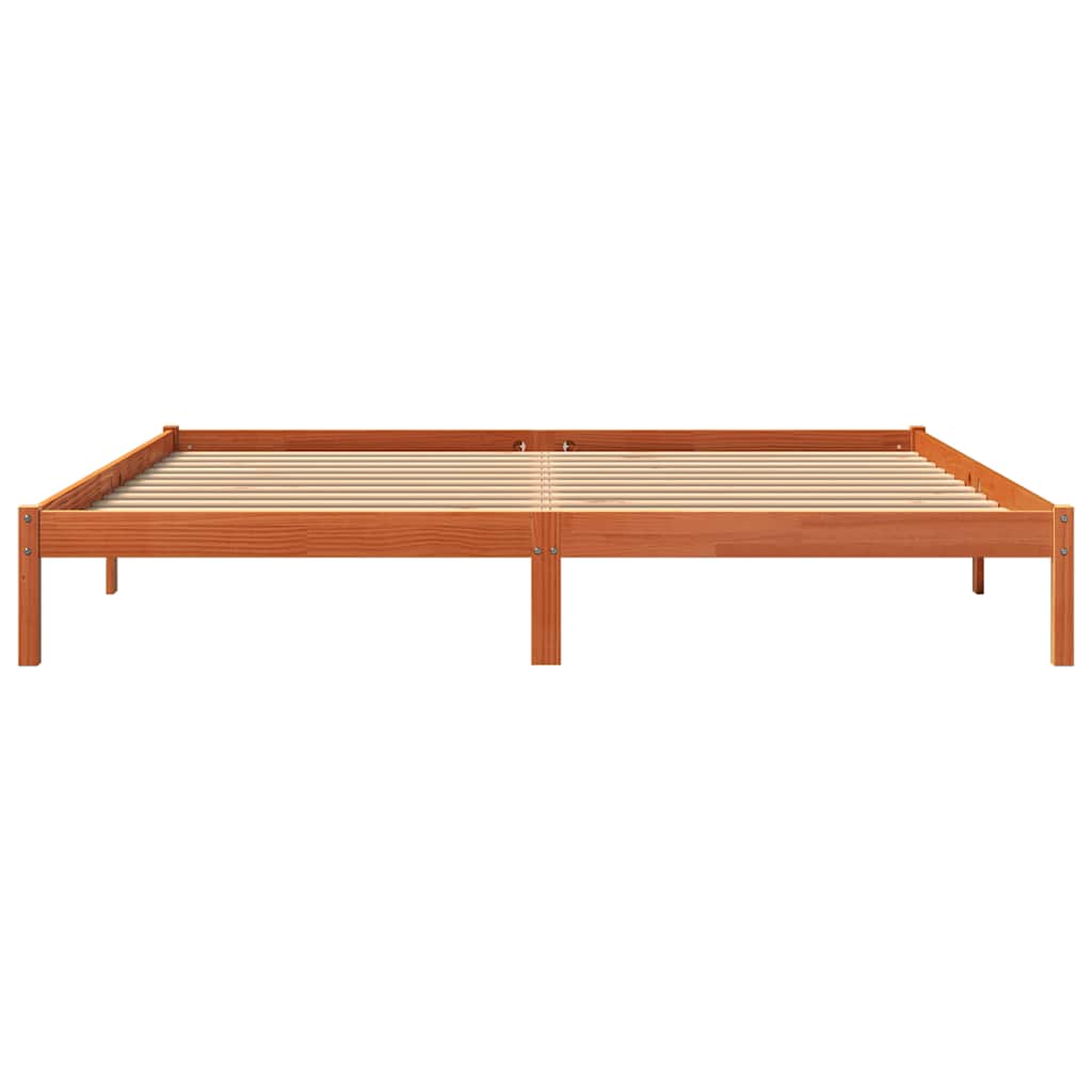 Bed Frame without Mattress Solid Wood Pine Length 200 cm Wax Brown 200 cm