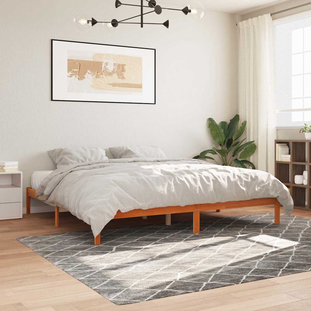 Bed Frame without Mattress Solid Wood Pine Length 200 cm Wax Brown 200 cm