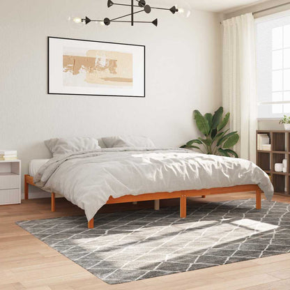 Bed Frame without Mattress Solid Wood Pine Length 200 cm Wax Brown 200 cm