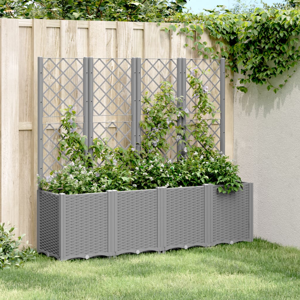 vidaXL Garden Planter with Trellis PP