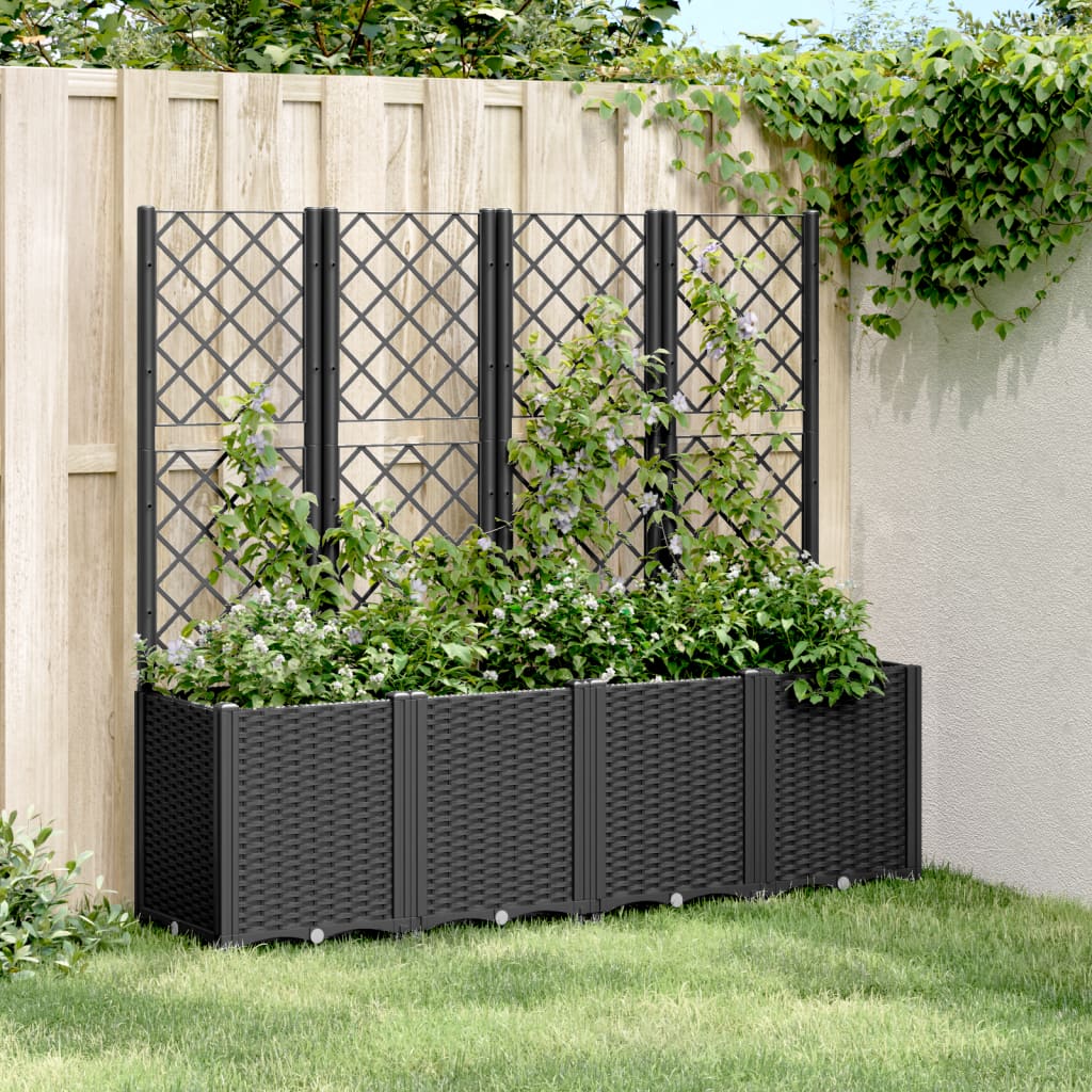 vidaXL Garden Planter with Trellis PP