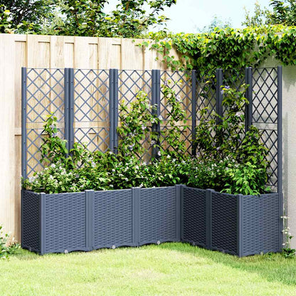 vidaXL Garden Planter with Trellis Blue Grey 160x120x140 cm PP 1