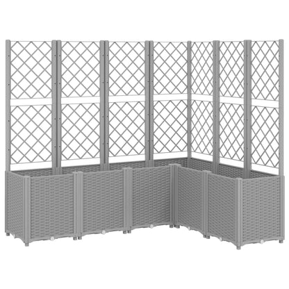 vidaXL Garden Planter with Trellis Light Grey 160x120x140 cm PP 2