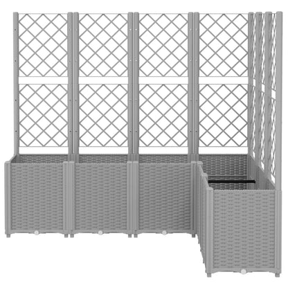 vidaXL Garden Planter with Trellis Light Grey 160x120x140 cm PP 3