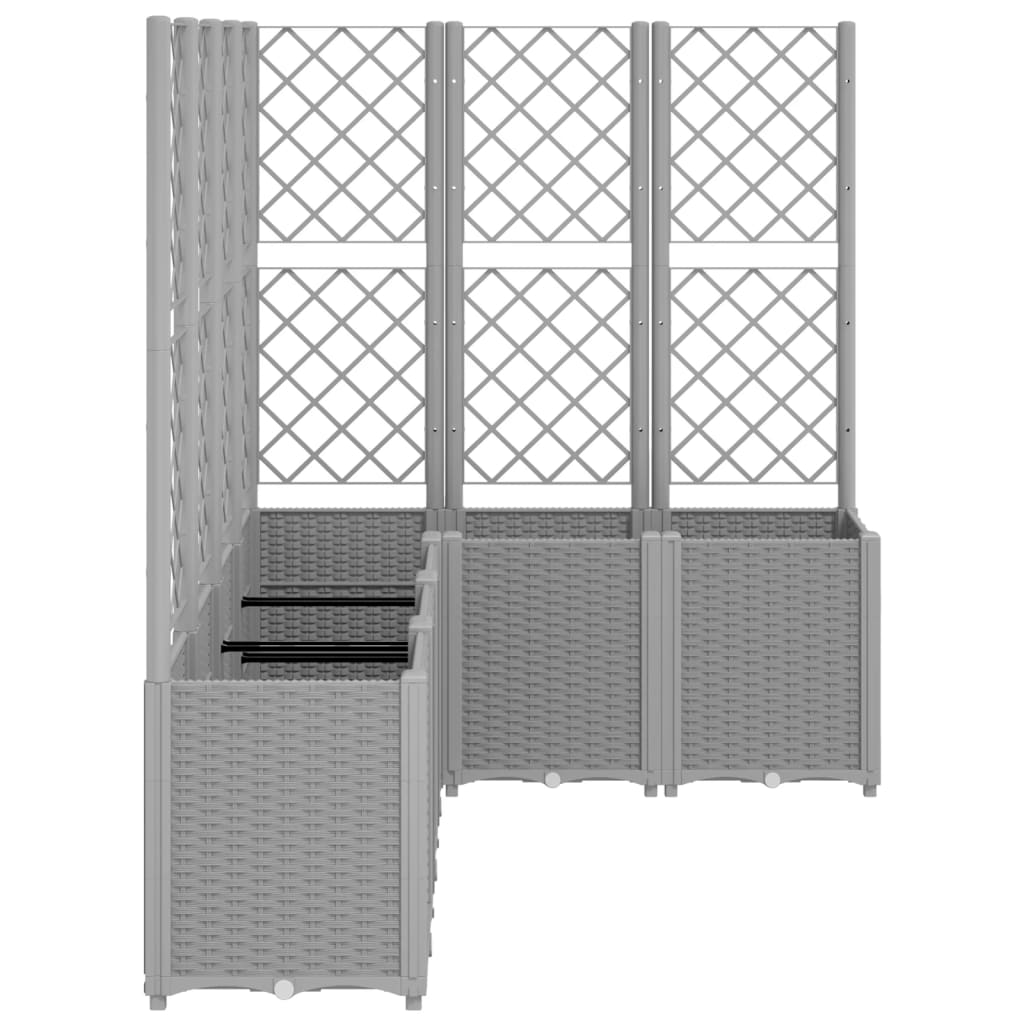 vidaXL Garden Planter with Trellis Light Grey 160x120x140 cm PP 4