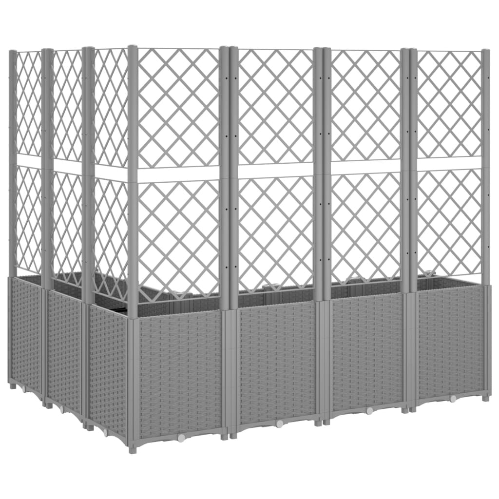 vidaXL Garden Planter with Trellis Light Grey 160x120x140 cm PP 5