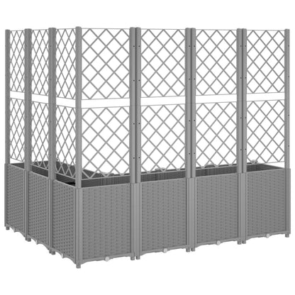 vidaXL Garden Planter with Trellis Light Grey 160x120x140 cm PP 5
