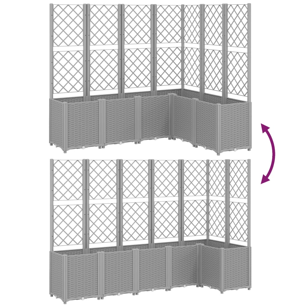 vidaXL Garden Planter with Trellis Light Grey 160x120x140 cm PP 6