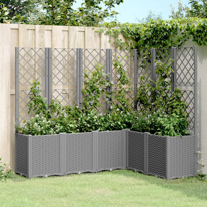 vidaXL Garden Planter with Trellis Light Grey 160x120x140 cm PP 1