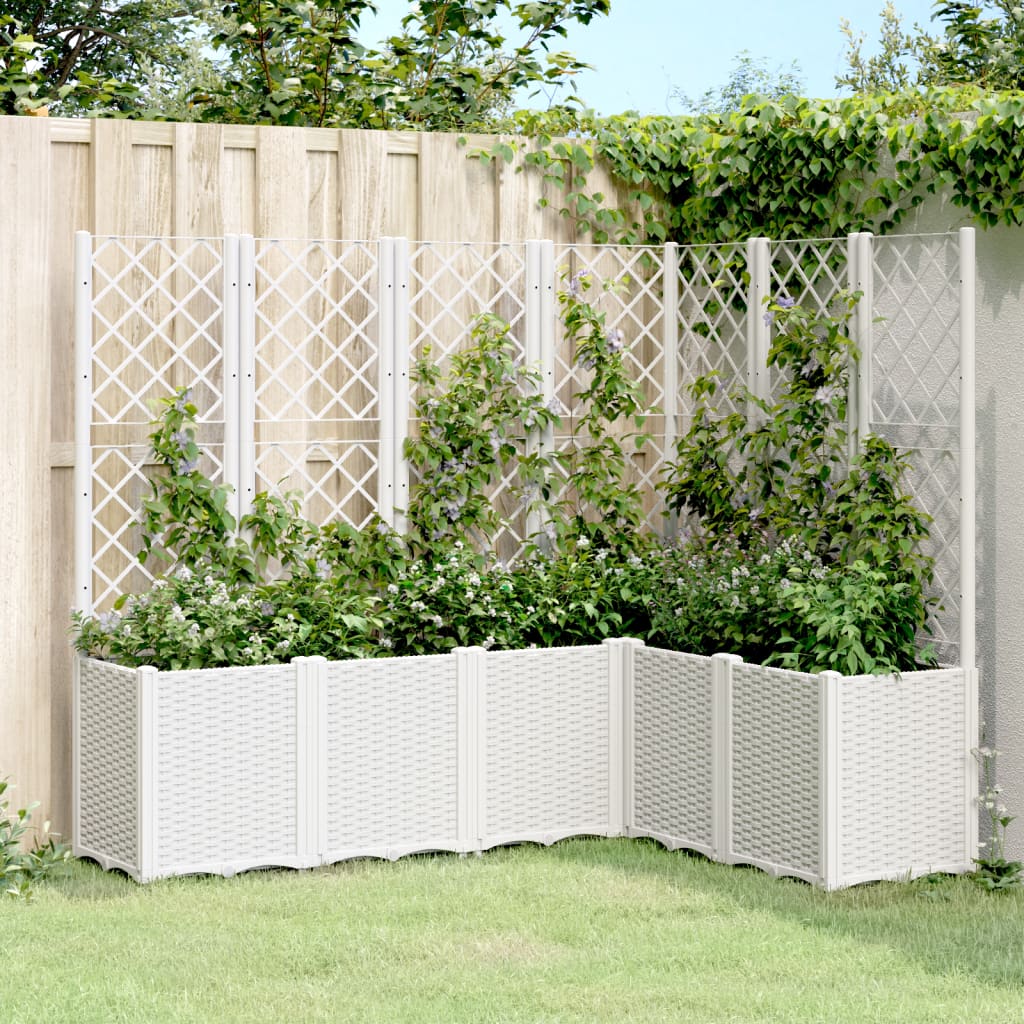 Garden Planter with Trellis PP White 160 x 120 x 140 cm