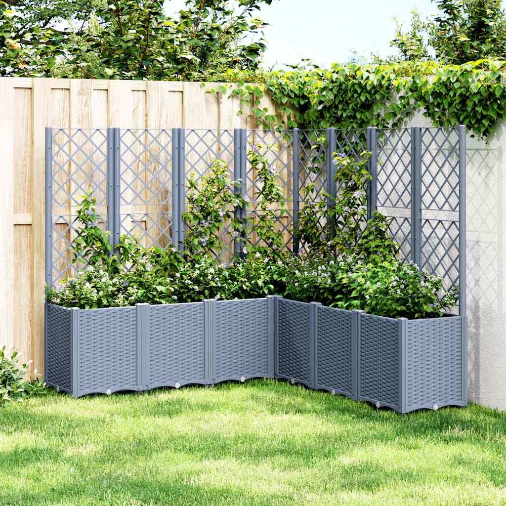 vidaXL Garden Planter with Trellis Blue Grey 160x160x140 cm PP 1