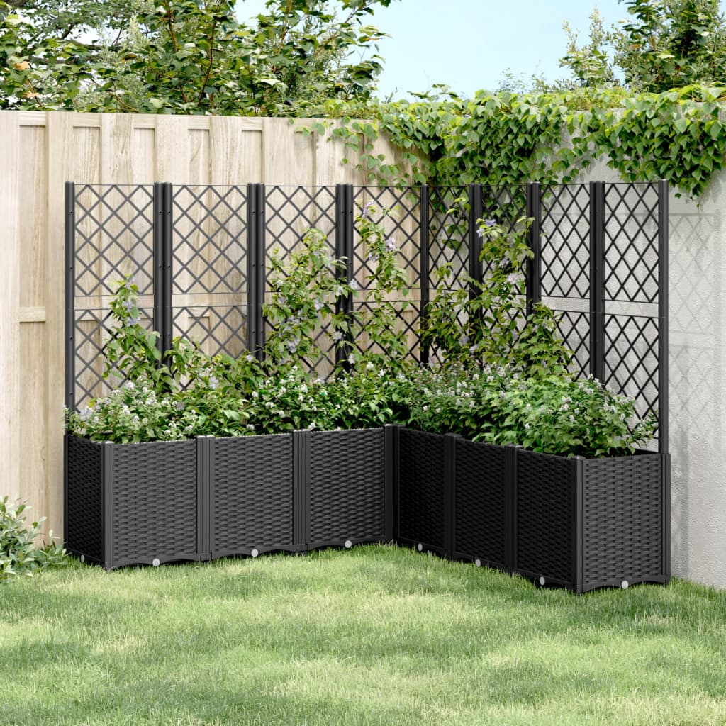 vidaXL Garden Planter with Trellis PP