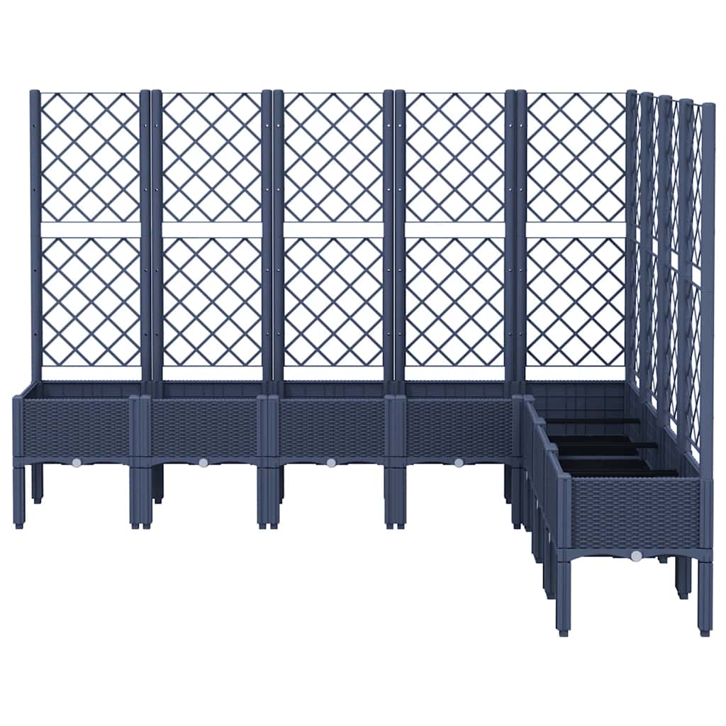 vidaXL Garden Planter with Trellis Blue Grey 200x160x142 cm PP 3