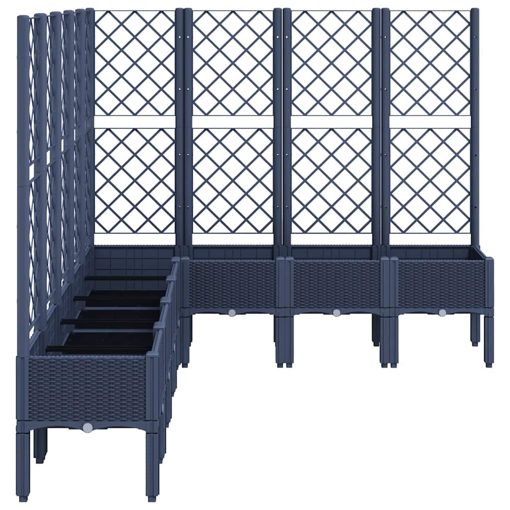 vidaXL Garden Planter with Trellis Blue Grey 200x160x142 cm PP 4