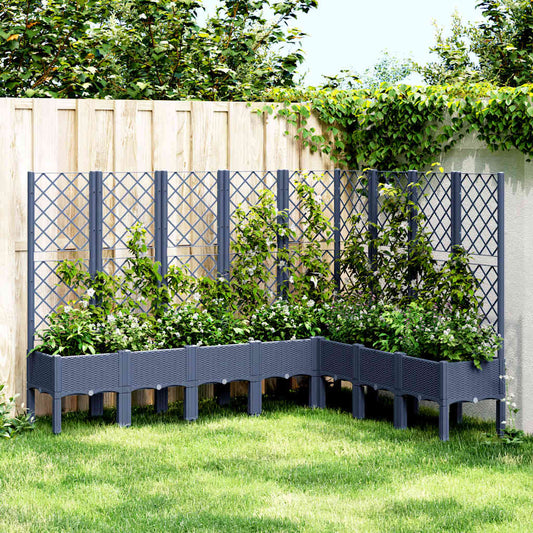 vidaXL Garden Planter with Trellis Blue Grey 200x160x142 cm PP 1