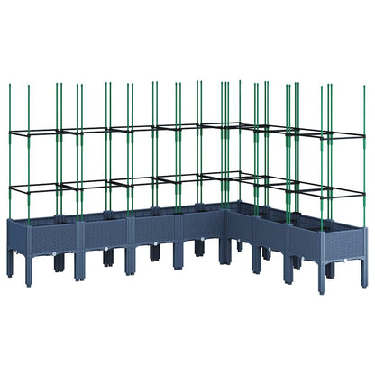 Garden Planter with Trellis 200x160x142.5 cm PP Blue grey