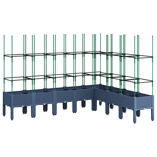 Garden Planter with Trellis 200x160x142.5 cm PP Blue grey