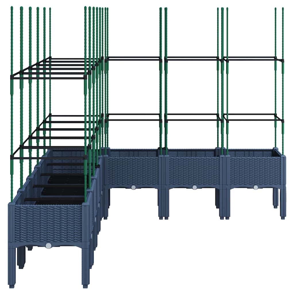 Garden Planter with Trellis 200x160x142.5 cm PP Blue grey