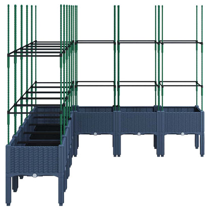 Garden Planter with Trellis 200x160x142.5 cm PP Blue grey