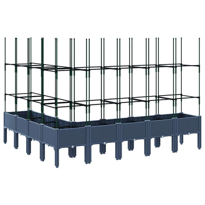 Garden Planter with Trellis 200x160x142.5 cm PP Blue grey