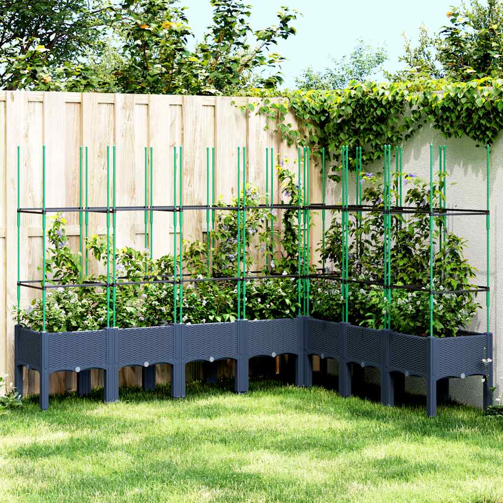 Garden Planter with Trellis 200x160x142.5 cm PP Blue grey