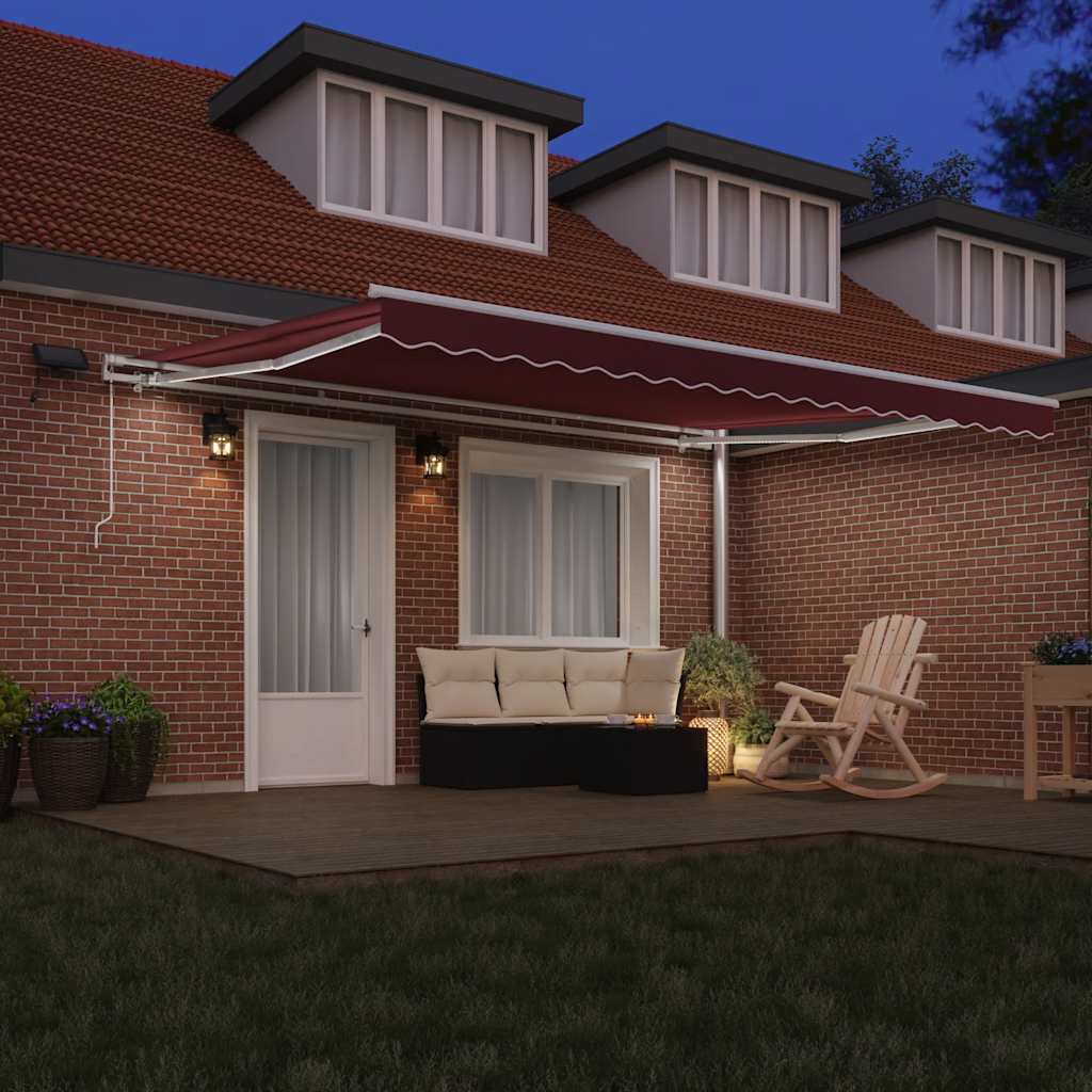 Manual Retractable Awning 450x300 cm with White Frame Burgundy