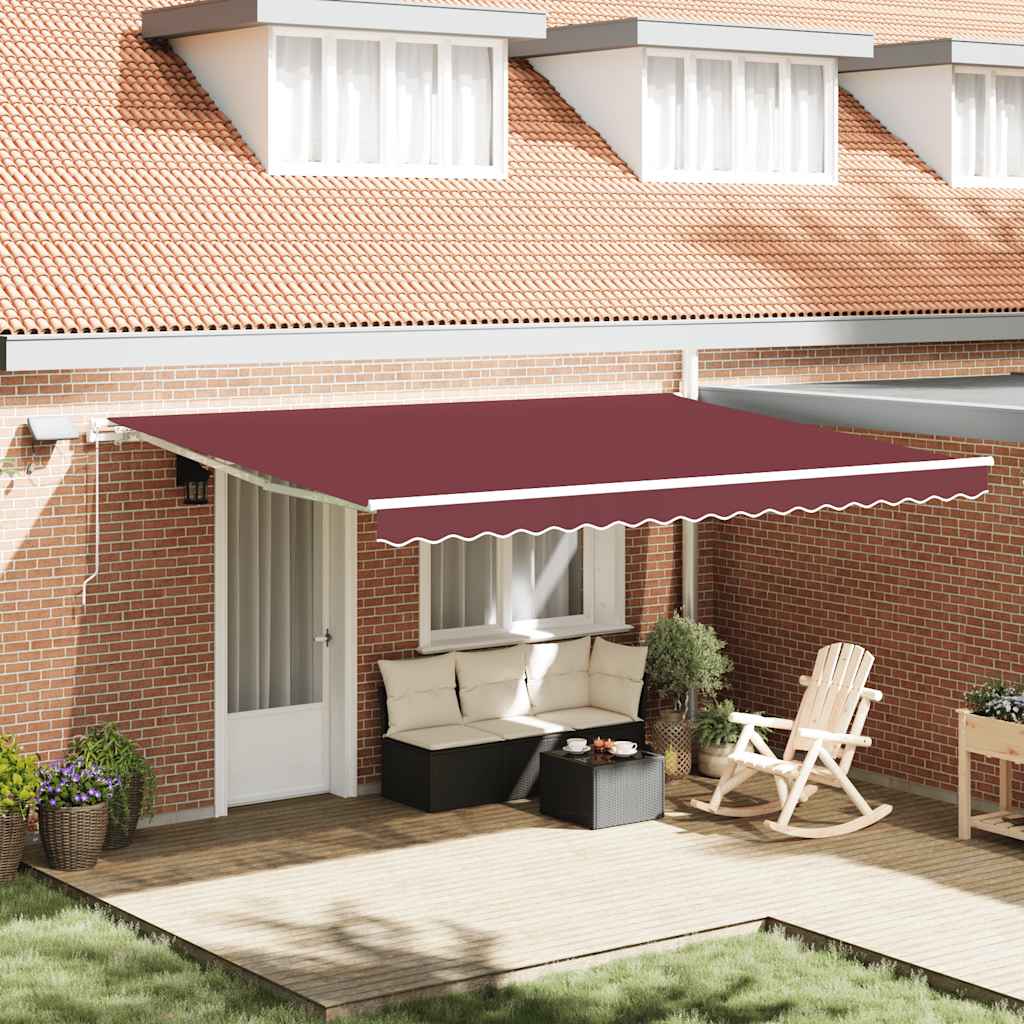 Manual Retractable Awning 450x300 cm with White Frame Burgundy