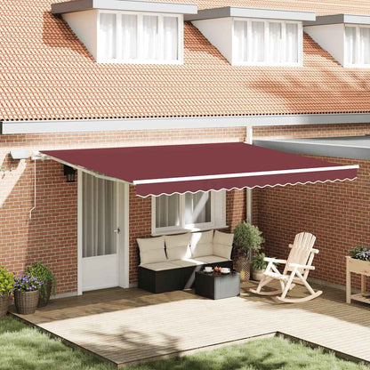 Manual Retractable Awning 450x300 cm with White Frame Burgundy